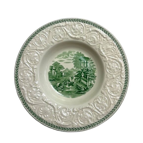 Wedgwood Patrician Torbay Green Rim Soup Bowl 8 1/2" - Picture 7 of 7